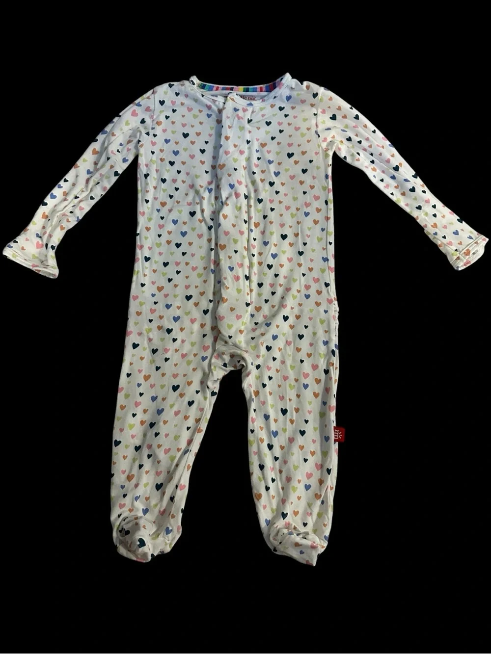 Magnetic Me Multicolor Heart Print Kids Footie 3-6 months